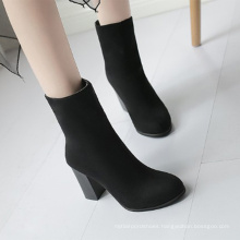 Block high heel 2020 winter ankle zipper suede women boot big size  43